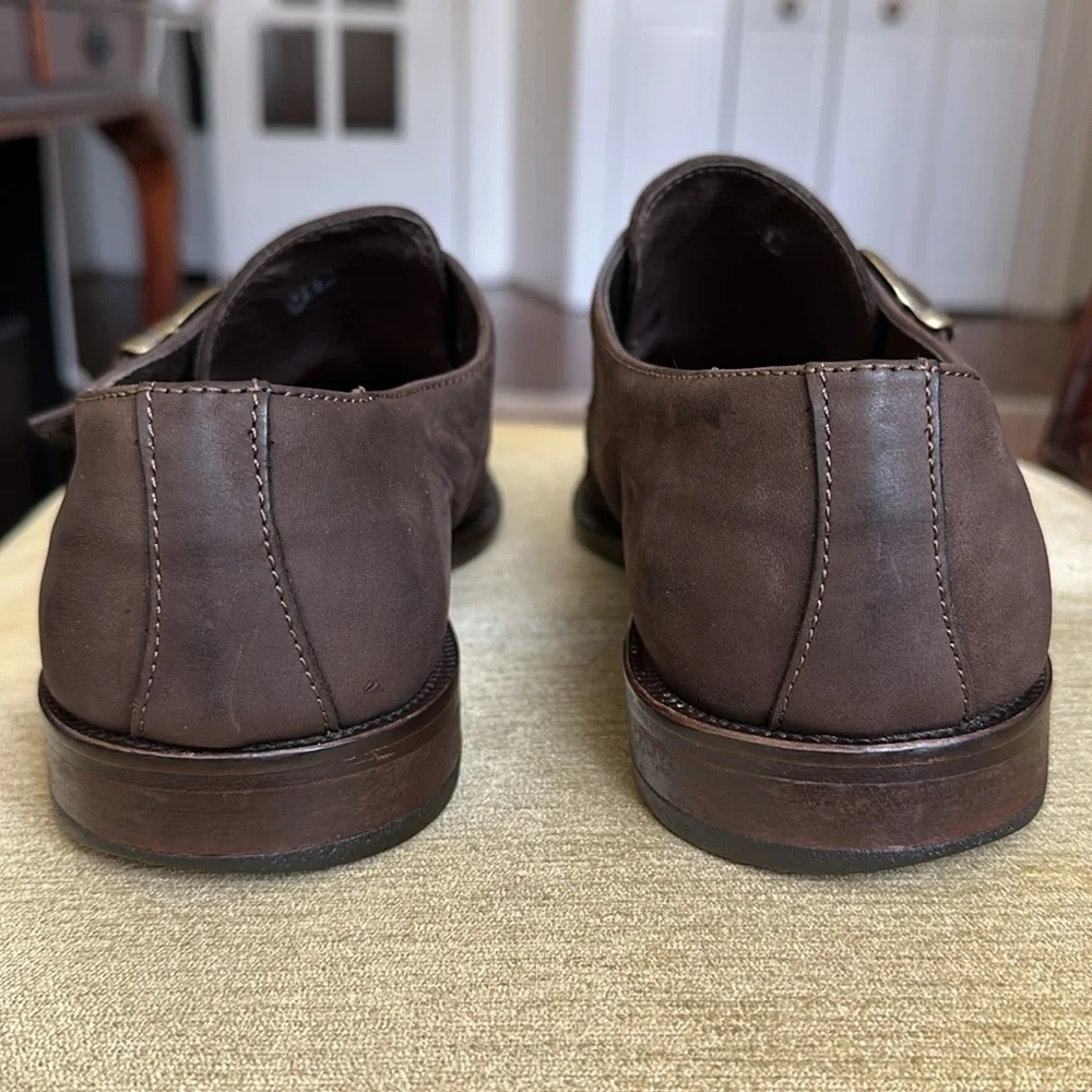 Nobel Shoes Men's Brown Leather Monk Strap Shoe EU 43 US 9.5-10